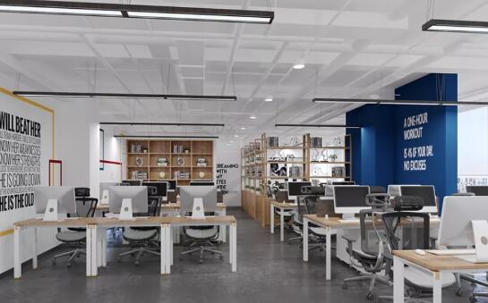 青島翻譯公司100平現(xiàn)代簡約辦公室裝修效果圖