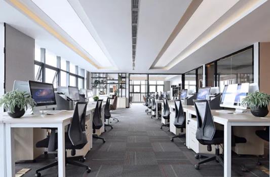 青島財(cái)稅公司183平米美式極簡辦公室裝修效果圖